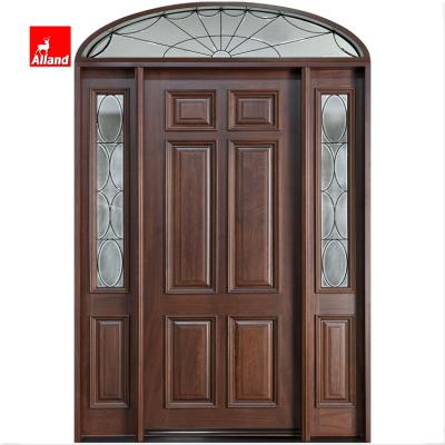 China Classic Classic Design Solid Wood Arched Door Swing Enter Door With Sidelight For Residential for sale