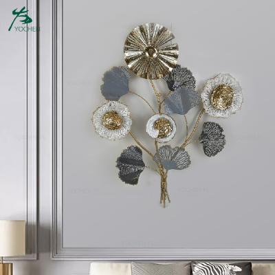 China Shabby Chic Sunflower Metal Wall 3D Wall Accessory Corridor Metal Wall Hanging Decor for sale