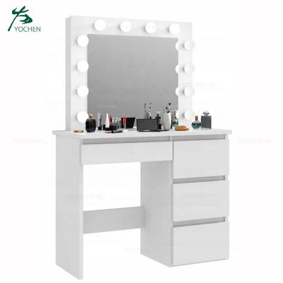 China Modern Assembly Requirements Vanity Table Makeup Whiteboard with Touch Screen LED Mirror Dressing Table Set for sale