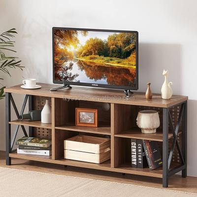 China Industrial Rustic Wood TV Table Cabinet Metal TV Table Cabinet for sale