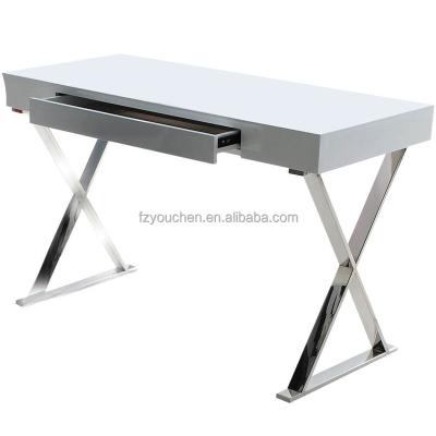 China Luxury White Office Gloss Office Computer Table X-Legs Desk for sale