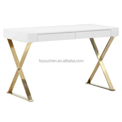 China Modern Luxury High Gloss Computer Desks Lacquer X Legs Office Computer Desks for sale