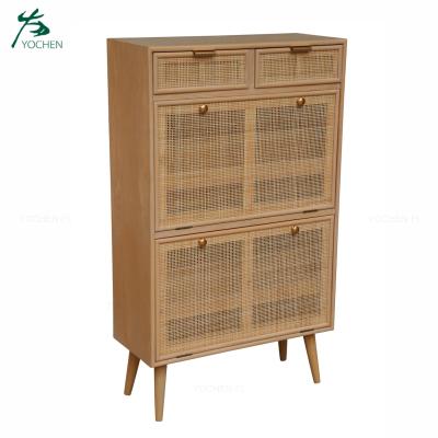 China Creative Storage Design Wooden Rattan Jewelry Cabinet for sale