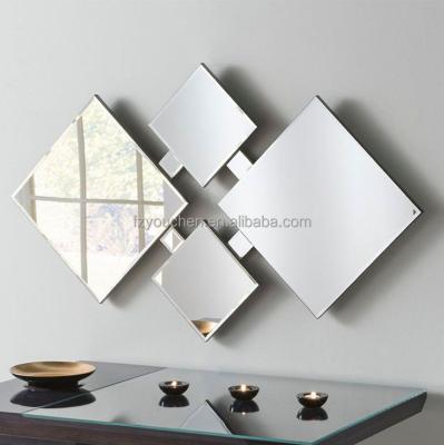 China Art Decor Large Multi Facet Trimmed Glass Wall Mirror Decor Wall Frameless Living Room for sale