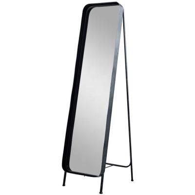 China Morden Luxury Black Metal Framed Floor Standing Mirror Full Length Cloakroom Mirror for sale