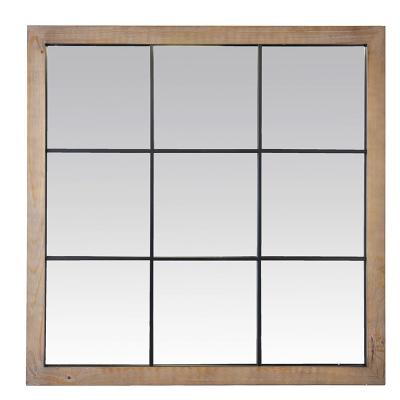 China Large Square Handmade Reclaimed Wood Frame Metal Wall Mirror Decoration for sale