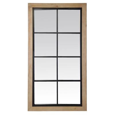 China Handmade rustic wooden metal window frame wall mounted mirrors for sale