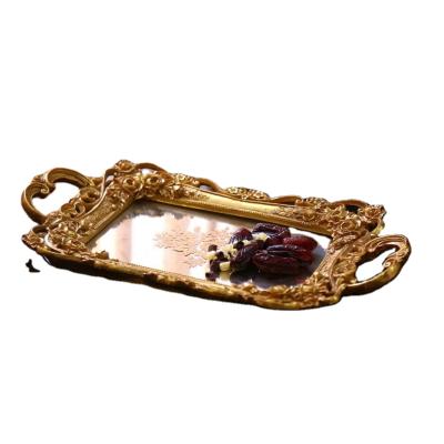 China Home.Restaurant.Bar.Hotel.Wedding. Super Markets Specials Moseley Polyresin Ellipse Antique Aferan Decorative Mirror Serving Tray Gold for sale