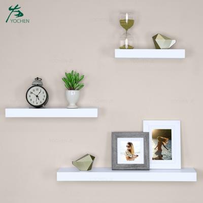 China Storage Set Of White Wood Floating Wall 3 Shelf for sale