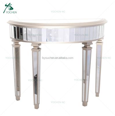 China Modern European Modern Furniture Half Mirror Round Glass Console Table for sale