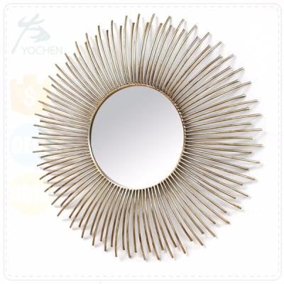 China Shabby chic home decor iron wall design brass gold mirror metal for sale