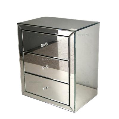 China 2017 Storage Chest Of Drawers Luxury Silver Mirrored Nightstand for sale