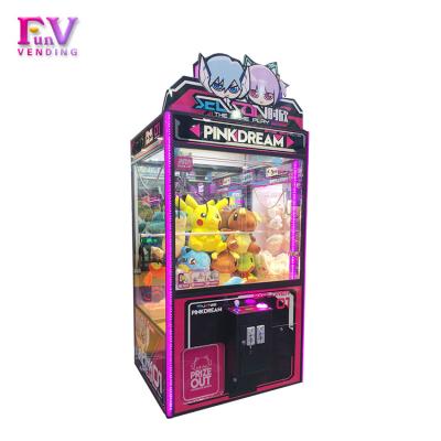 China Metals+Glass Factory Wholesale Forerunner Pink Dream Crane Claw Machine Doll Toy Big Beautiful Guangzhou Funvending For Game Center for sale