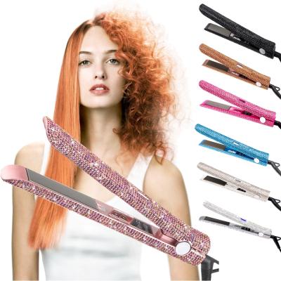 China Salon Hair Make Private Label Bling Hair Straightener Flat Irons 480 Degrees, Multifunctional Hair Styling Flat Iron with Bling Bling Diamante for sale