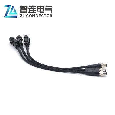 China Automative custom design 5pin M8 straight head 20cm braided wire with TE terminal auto connector 282104-1 auto for sale