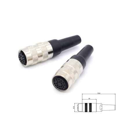 China M16 Matal 19 Pin Straight Female Power Connector Cable Assembly Plug For 4-8mm OD Cable for sale