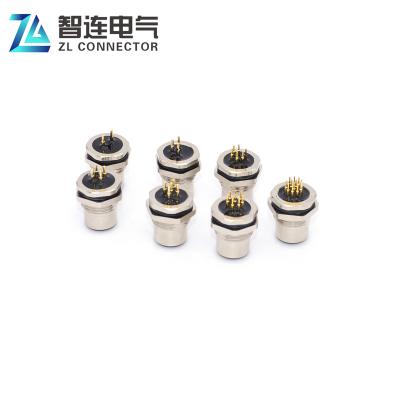 China Waterproof Metal A B DCode 4 pin d code female straight female PCB front connector m12 connector power for sale