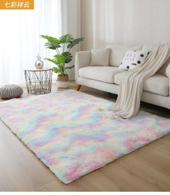 China China factory price washable cheap fluffy custom made fashion non slip color shaggy rug polyester rainbow anti-slip living room blanket for sale