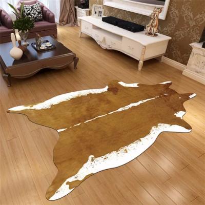 China Animal Shape Cow Fur Non-slip Blanket Drop Shipping Whip New Design Irregular Shape Carpet Material Blanket For Living Room for sale