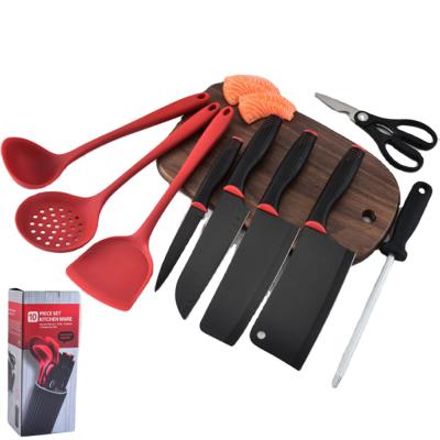 China Sustainable High Quality 10 Piece Set Of Silicone Knives And Kitchen Utensils With Gift Box Kitchen Set Tools for sale