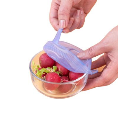 China Non Spill BPA Free Silicone Food and Fruit Hugger Stretch Lids Food Sealed Lids Reusable Lid for sale