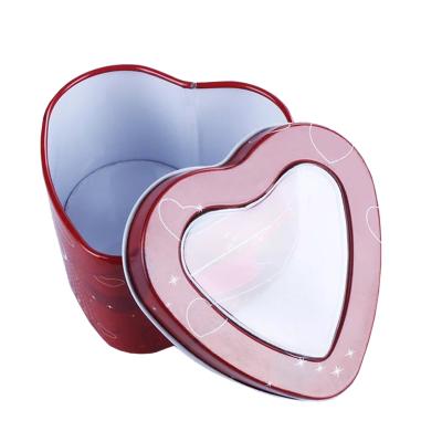 China Other Custom Printing Heart Shape Wedding Metal Tin Box With PVC Windows for sale