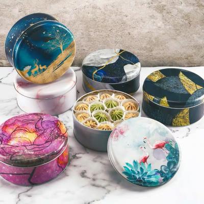 China Cookie OEM Round Packaging Assorted Cookie Tin for sale