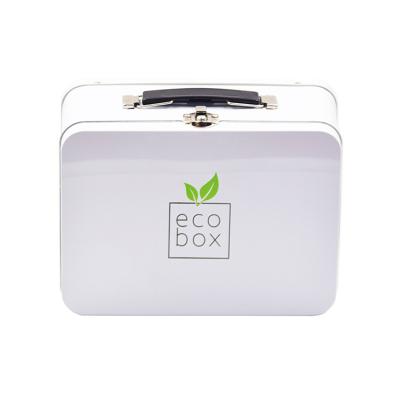 China Tea Personalized Rectangle Kids Lunch Box White Metal With Lock for sale