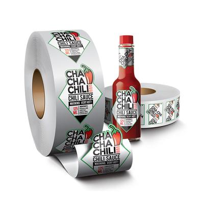 China Logo Printed Waterproof Round Self-adhesive Foil Roll PVC Wrapping Paper Transparent Bottle Wine Sticker Adhesive Label Printing for sale