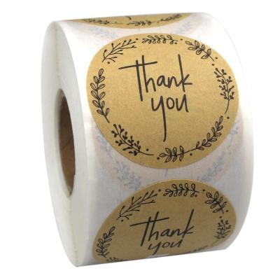 China 1.5 Normal Promotional In Amazon Kraft Paper 500pcs Thank You Stickers Small Business Seal Sticker For Gift Box Candle Package Use for sale