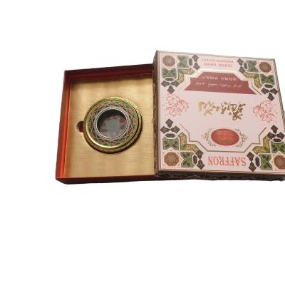 China Exquisite Custom Printed Spice Saffron Tin Box Paper Packaging In Shock for sale