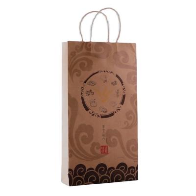 China Beautiful and Environmentally Friendly Delicate Custom Printed Paper Bag White Brown Take-Out Kraft Paper Bag With Handle for sale