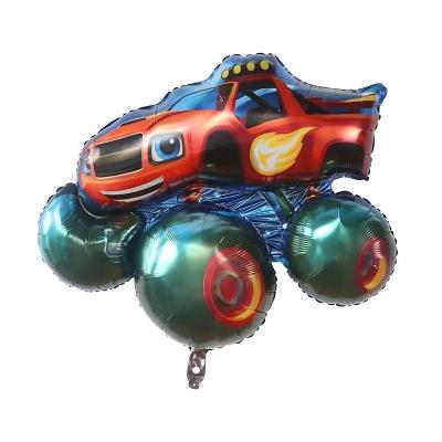 China Gift Toy Blaze Monster Truck Foil Balloon Cartoon Sports Race Car Balloon Birthday Banner Party Decoration Factory Pack SUV Toys for sale