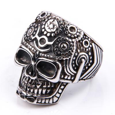 China 316L Stainless Steel Men's Skull Ring Sacred Hexagonal Star Warrior Punk Ring Jewelry for sale