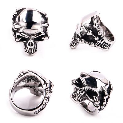 China Skull Personality Punk Exaggerated European And American Style Ring for sale