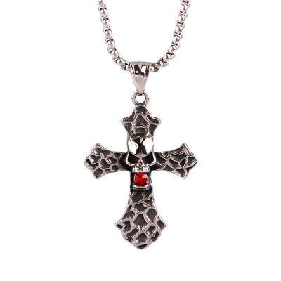 China European and American Fashion Hiphop Skull Cross Retro Dark Street Fashion Personality Pendant Necklace for sale