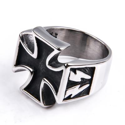 China Exquisite fashion men's stainless steel ring cool rock ring men's punk direct huge cross cool rock birthday gift exquisite jewelry for sale