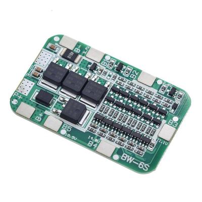 China 6S 15A 22V 24V standard PCB BMS suitable for 6packs 18650 lithium ion battery module charger protection board suitable for solar lighting for sale