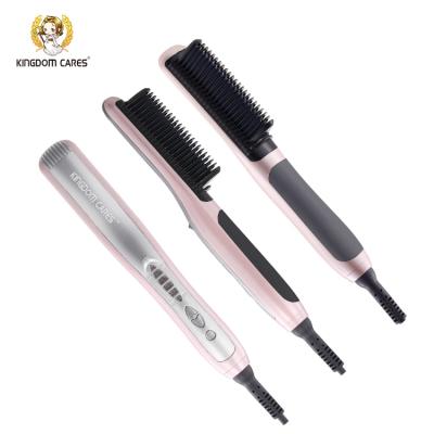 China Professional PTC Heating Electric Ceramic Led Hair Straightening Brush for sale