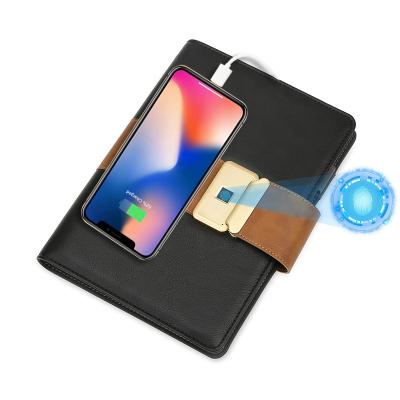 China Fingerprint Lock 2020 Newest Arrive Unique Gift Ideas Notebook Fingerprint Diary With Power Bank for sale