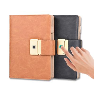 China With High Quality 2020 Lockable Fingerprint Lock Planner Charger Notebook Fingermark Memory Diary With Powerbank for sale