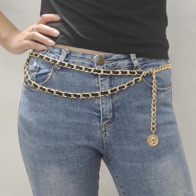 China Fashion Newest Fashion Women Waist Metal Gold Chain Belt for sale