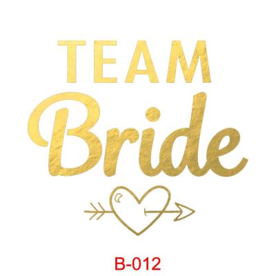 China B-017 Temporary Simple Metallic Gold Bride Team Love Tribe Waterproof Temporary Silver Tattoo Sticker for sale