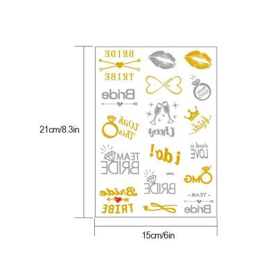 China Temporary Bachelor Party Tattoos Metallic Tattoos Team Bride Temporary Tattoos Gold Sticker for sale