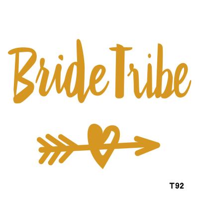 China Temporary Custom Individually Packaged Bachelorette Flash Tattoos Gold Team Bride Hand Wrist Metallic Sticker for sale