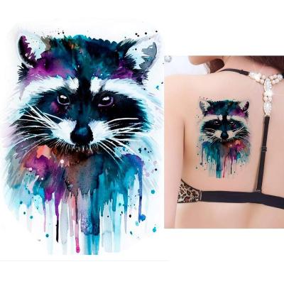 China Raccoon Body Decoration Waterproof Fashion Colorful Printing Temporary Tattoo Sticker for sale