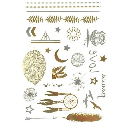 China Temporary Gold Foil Waterproof Transfer Foil Sticker Eco-friendly Non-Toxic Sexy Metallic Custom Temporary Tattoo Sticker for sale