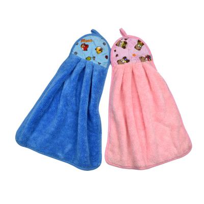 China Microfiber Hand Hanging Kitchen Towel Absorbent Towel Child Safe Washing With Hanging Loop for sale