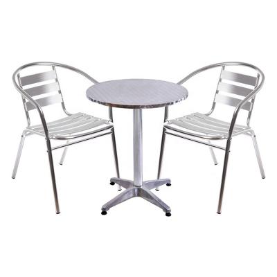 中国 Outdoor Furniture Aluminium Bar Table And Chair Round Shape Stainless Steel Top 販売のため