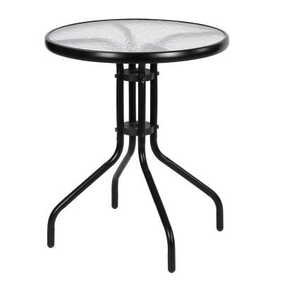 China Modern Designs Round Tempered Glass Garden Coffee Table Dia60*70cm Size for sale